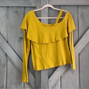 Anthropologie Postmark off shoulder mustard Marigold knit blouse 100% Cotton‎ M